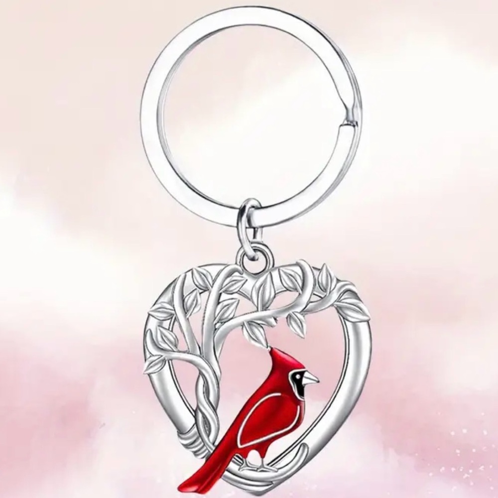 Red and Silver Cardinal Keychain - Picture 4 of 6
